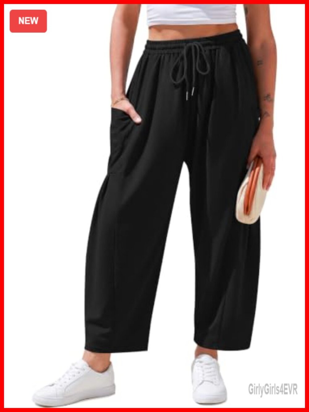Wide Leg Sweatpants Cotton Blend High Waist Pockets Relaxed Fit Yoga